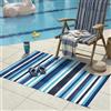 PureCozy Tappeto da Esterno per Giardino 120x180cm, Impermeabile Tappeti da Esterno Patio, Tappeto in Plastica Reversibile, Anti-UV, Portatile, per Esterno Balcone Terrazza Camper, Blu & Bianco