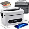 VYRNEXA Scaldavivande Elettrico Portatile,Scaldavivande Portatile Con Batteria Ricaricabile 24000 mAh,Riscaldamento Temporizzato e Design Antiperdita per Auto e Lavoro (Bianco)