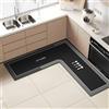 Hixingo Tappeto Cucina Antiscivolo Lavabile a Forma di L, Passatoia Cucina in Diatomite Assorbente Asciugatura Rapida, Stile Moderno Tappetino per Bagno Lavanderia (Nero 1,120x120cm)