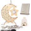 Les-Theresa Cornice Per Libro Degli Ospiti, Libro Ospiti Battesimo Personalizzato Baby Shower Guestbook Battesimo, 60 Stelle Di Legno, Decorazione Luna, Per Compleanni, Battesimi, Feste D'addio (A)