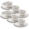LEONARDO LUXURY HOME DESIGN Set 6 Tazze da Caffè Royal White 90 ml con Piattini in Porcellana Bianca Servizio Elegante Casa Lavabili in Lavastoviglie Microonde Raffinato (Royal White con Piattini)