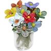 SZLIFE Bouquet di fiori in vetro con vaso, regalo di bouquet, adorabili fiori artificiali, statuette da collezione per donne, festa della mamma, compleanno, Piccoli Fiori