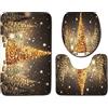 keephen Coprisedile per WC natalizio 3 pezzi Set Tappetino da bagno Casa Tappetini assorbenti antiscivolo Decorazione Tappeto Tappeto di flanella