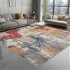 Generic Tappeto Astratto Moderno Blocchi di Colore Nostalgici Tappeto Stampato Pelo Corto, per Soggiorno Sala da Pranzo Colorato Lavabile Antiscivolo 120 x 180 cm