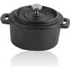 HERCHR Pentola in Ghisa con Coperchio, Casseruole Rotonde Nere Robusto Forno Olandese con Doppi Manici Ergonomici Pentole Profonde Per Brasare(10CM)