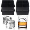 BECOKIT Grande vassoio quadrato per cubetti di ghiaccio - Big Block Ice Cube 6,5 pollici, stampo per cubetti di ghiaccio per whisky e cocktail, per uso alimentare (vassoio nero 4)