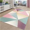 TT Home Moderno tappeto a pelo corto, di tendenza, pastello, con design di ispirazione geometrica, multicolore, Dimensione:60x100 cm