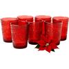 cecaro group Set Bicchieri Natalizi in Vetro Rosso - 6 pezzi da 280 ml - Natale - Natalizi
