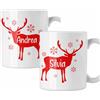 Colorfamily Coppia di tazze Natale Tazza Natalizia PERSONALIZZABILE con nome Renne natalizie Merry Christmas Mug 11 Oz Idea Regalo