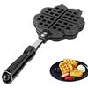Tomotato Piastra per Waffle a Forma di Ccuore, Teglia Antiaderente a Doppio Lato per Waffle in Lega di Alluminio con Manico Termoisolante, Waffle Iron Piastra per Waffle per Cucina Domestica Ristorante