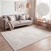 Paco Home Tappeto Soggiorno a pelo corto, design astratto 3D geometrico, arcobaleno e quadri, tinta unita, lucido, Colore:Crema - Geometrico, Dimensione:160x220 cm