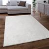Paco Home Tappeto Salotto Moderno Soggiorno Pelo Lungo Tappeto Morbido Peloso Bianco, Dimensione:Ø 100 cm tondo