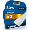 Eurocali 2 Plafoniere Tubo LED Lineari da Soffitto 150cm 50W Chip CREE Garanzia 6 Anni 6000 Lumen - Luce Fredda 6500K - Lampada Rettangolare Prismatica da Interno Uffici Negozi Alta Luminosità 120 lm/W