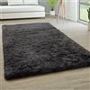 Paco Home Tappeto Salotto Pelo Lungo Soggiorno Pelliccia Finta Shaggy Morbido Monocolore, Dimensione:140x200 cm, Colore:Antracite
