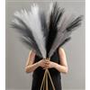 SeptCat Erba della pampa alta da 114,3 cm, decorazione finta essiccata, soffici pompon lunghi artificiali, colore: nero, bianco, grigio, grigio, steli pomposi per bouquet di fiori, riempitivo per vasi