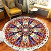 Tomifine Rotondo Tappeto con Nappe Mandala Motivo Tappeti Tessuto Bohémien per Soggiorno, Camera da letto, Lavabile (120 cm,Arancio Marrone)