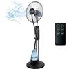 Krimex Ventilatore con Acqua Nebulizzatore Silenzioso 70 Watt con Telecomando 2 Litri Serbatoio 3 Velocità Oscillante Potente Economico