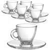 MAURY'S IL NUMERO UNO DEL RISPARMIO Set Tazzine da Caffè - Trasparenti, con Piattino, in Vetro, 95 cc, Elegante, Espresso - 6 x 6,5 cm