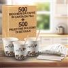 Generico GM Kit 500 Bicchieri Bianchi in Cartoncino Caffè da 75 ML + 500 Palettina da Caffe' in Legno di Betulla imbustate singolarmente