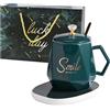 MWNAGO Tazza da caffè, scaldino da caffè elettrico per scrivania con spegnimento automatico, set di scaldini con tazza per riscaldare caffè, bevande, latte, tè e cioccolata calda come regalo