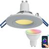 Planetitaly Faretto SMART controllo vocale smartphone APP incasso 7cm lampada LED 5W orientabile WiFi GU10 RGB CCT da 2700K a 6500K 230V soffitto negozio vetrina (Colore Bianco)