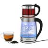 awolsrgiop Teiera turca elettrica 1800 W, 2,5 l, teiera in vetro con teiera e colino da 1 l, Caydanlik con spegnimento automatico, livello dell'acqua visibile, per tè turco, trasparente/argento