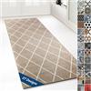 Floordirekt - Tappeto con motivo, passatoia a pelo fine, per cucina, corridoio e soggiorno, su misura, decorazione vintage ispirata all'Oriente (80 x 500 cm, beige Cosenza)