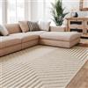 Interiyou Tappeto salotto pelo corto Lecce - 200x290 cm Crema - Stile boho scandinavo con effetto 3D alto-basso - Piatto con motivo geometrico