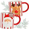 matches21 HOME & HOBBY Set di 2 tazze da caffè con Babbo Natale, alce e strisce, in ceramica, colore bianco-rosso, 350 ml