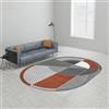 VARIKASHOM Tappeto Ovale Lavabile Decorazione per Soggiorno, Camera Da Letto, Bagno, Cucina,Decorazione moderna con motivo geometrico grigio bianco, rosso, 80 x 150 cm