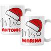 Colorfamily Coppia di tazze Natale Tazza Natalizia PERSONALIZZABILE con nome Babbo Natale Mr e Mrs Christmas Mug 11 Oz Idea Regalo