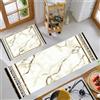 GDJSMIN Set Di Tappeti Da Cucina Tappetini In Piedi In Moquette Lavabili Set Di Tappeti Da Pavimento Antiscivolo In Microfibra Da 2 Pezzi,45×75Cm+45×150Cm, Marmo Bianco Oro