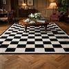 Rururug Tappeto Salotto Comodino Lavabile 200x300cm, Morbido Pelo Corto Camera da Letto, Antiscivolo Cucina Corridoio Soffice Geometric Black