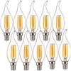 OUGEER Confezione da 10 lampadine a candela a filamento E14, 4 W, dimmerabili, CA 220 - 240 V, 400 LM, bianco caldo 2700 K, attacco Edison fiamma C35, lampadina LED a candela equivalente a 40 W