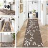 ZUZEKU Tappeto a passatoia lungo per corridoio, cucina, antiscivolo, lavabile, design moderno, tappeto da cucina marrone, 40 x 400 cm, al metro, per sala da pranzo, camera da letto, soggiorno, zerbino