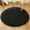 Tomifine Tappeto in Pelle di Agnello, Imitazione Della Pelliccia Tappeti, Morbido e Peloso per Stanza da Letto o Soggiorno Tappeto Soffice o Copertura per Divani e Sedie (80 cm,Nero)