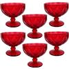 COSE DA CASA Set 6 Coppe Vetro Rosso con Piede 360 ml Coppette Gelato Macedonia Dolci Eleganti per una tavola di Natale Effetto Diamante Eleganti per le Feste e Occasioni Speciali