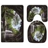 A.Monamour Set Tappeti Bagno 3 Pezzi Parchi Nazionali Della Thailandia Verde Foresta Alberi Montagna Grotta Fiume Natura Paesaggio Stampa Antiscivolo Morbidi Assorbente Lavabile Tappetini per Il Bagno