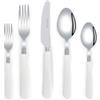 Generic Manico in Plastica Spessa Cucina Acciaio Inox Argenteria Stoviglie Posate Set Bistecca Coltello Forchetta Cucchiaio Da Tè (Bianco,5 pezzi)