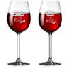 polar-effekt - Bicchieri da vino personalizzati con incisione, capacità 460 ml - motivo: "Mr. & Mrs. Always Right" con baffi e bacio - regalo per matrimonio