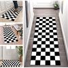 ZUZEKU - Tappeto da corridoio/cucina/sala da pranzo/camera da letto nero e bianco, antiscivolo, personalizzabile, venduto al metro, in poliestere, 70 x 150 cm