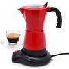 NiuLifeya Caffettiera elettrica italiana, 480 W, caffettiera elettrica da 300 ml, 6 tazze, con base per uso domestico, uffici, caffè (rosso)