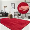 the carpet Relax Tappeto moderno a pelo corto, soggiorno, fondo antiscivolo, lavabile fino a 30 gradi, morbidissimo, aspetto pelliccia, Rosso, 80 x 150 cm
