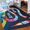Mazovia Tappeto Salotto - Tapeto Stampato Pelo Corto - Morbido Tappeto Camera da Letto - Antiscivolo Tapeto EMMA - Tappeto Bambini Motivo Pianeti Cosmo - Nero Multicolore 140x200cm
