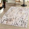 Mazovia Tappeto Salotto Moderno Pelo Corto - Tappeti Soggiorno Turchi Originali - Tappeti Camera da Letto - Tappeti Salotto Grandi Dimensioni - Motivo Astratto - Beige Crema e Oro 80x150 cm