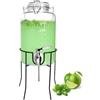 Sendez Dispenser per bevande da 3 l, con rubinetto in acciaio inox, coperchio in vetro e supporto