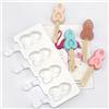 Uenmay Stampi per gelato, ghiaccioli, bastoncini per gelato, lecca lecca, con 50 bastoncini di legno per ghiaccioli, 4 fori, doppi cuori