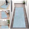 ZUZEKU Tappeto da cucina lavabile, antiscivolo, per corridoio, camera da letto, sala da pranzo, in poliestere, venduto al metro, personalizzabile, 50 x 100 cm, colore: azzurro chiaro