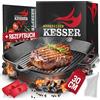 KESSER® Padella in Ghisa Quadrato 30cm ai adatta fornelli a induzione, Grill a Gas e Carbone, Forno | Bistecchiera in ghisa precotta | Inclusi Manici Protettivi, Ricettario e Anello Pulitore