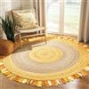 DANGAYACH ART Tappeto rotondo indiano intrecciato a mano in iuta naturale con cotone giallo Jhalar, per camera da letto, ingresso, sala da pranzo, corridoio, cameretta dei bambini, dimensioni (1,5 m